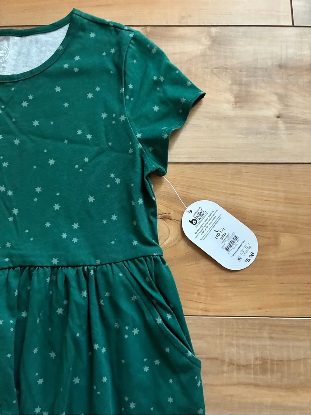 wonder nation Green Star Print Short Sleeve Pocket Dress